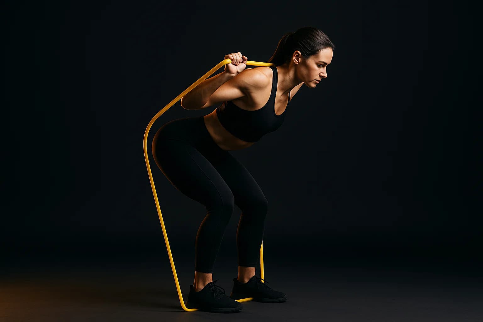 Athletes demonstrating perfect form with resistance bands